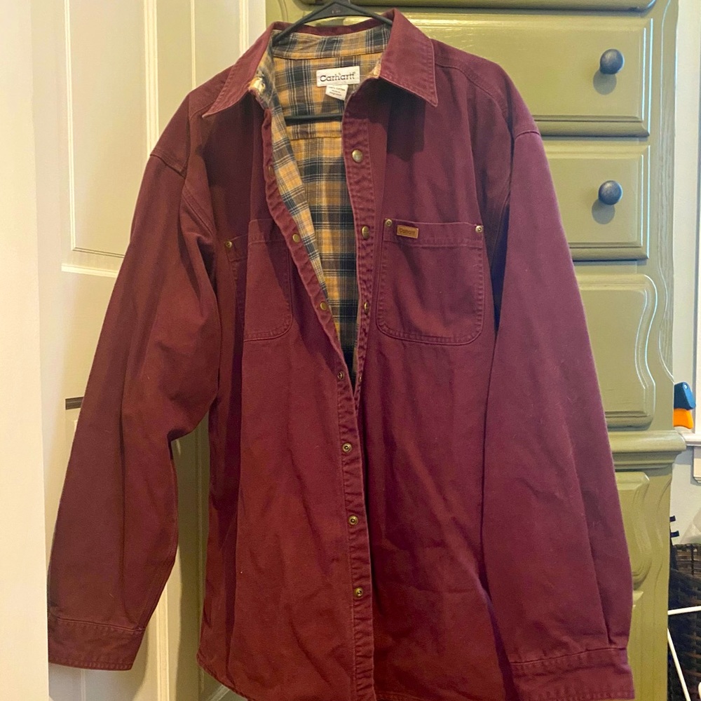 Men’s Carhartt flannel lined canvas shirt jacket